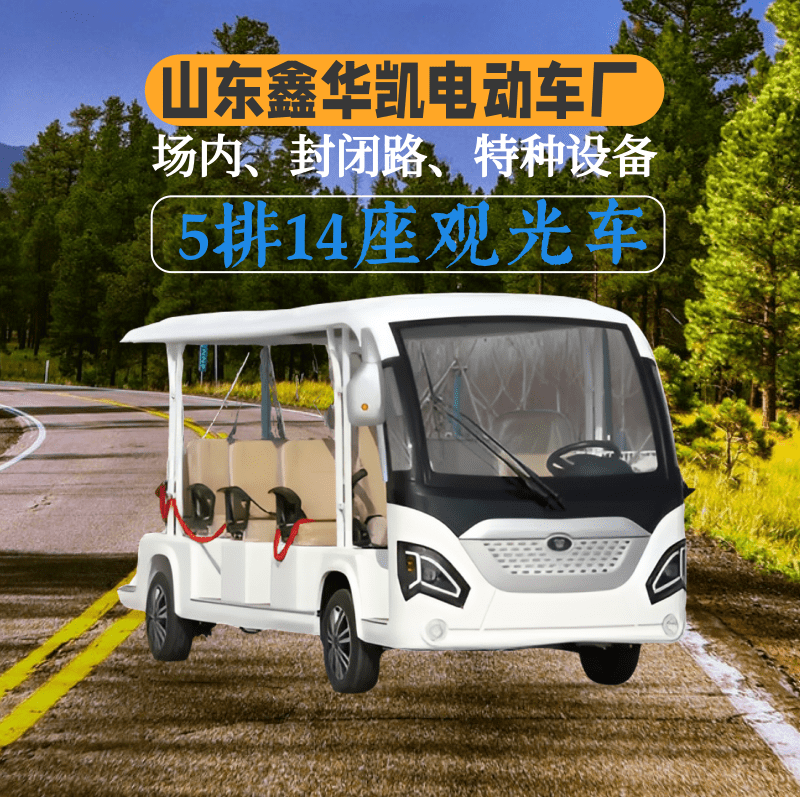 山东鑫华凯开放式5排14座电动观光车