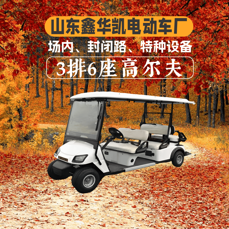 山东鑫华凯3排6座白色电动高尔夫球车出租