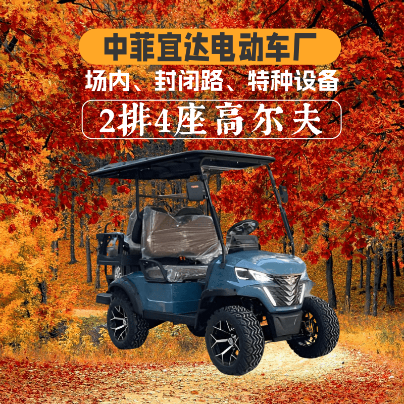 天津中宜，中菲宜达2排4座蓝色电动高尔夫球车